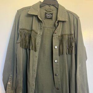 American Rag Khaki Fringe Jacket